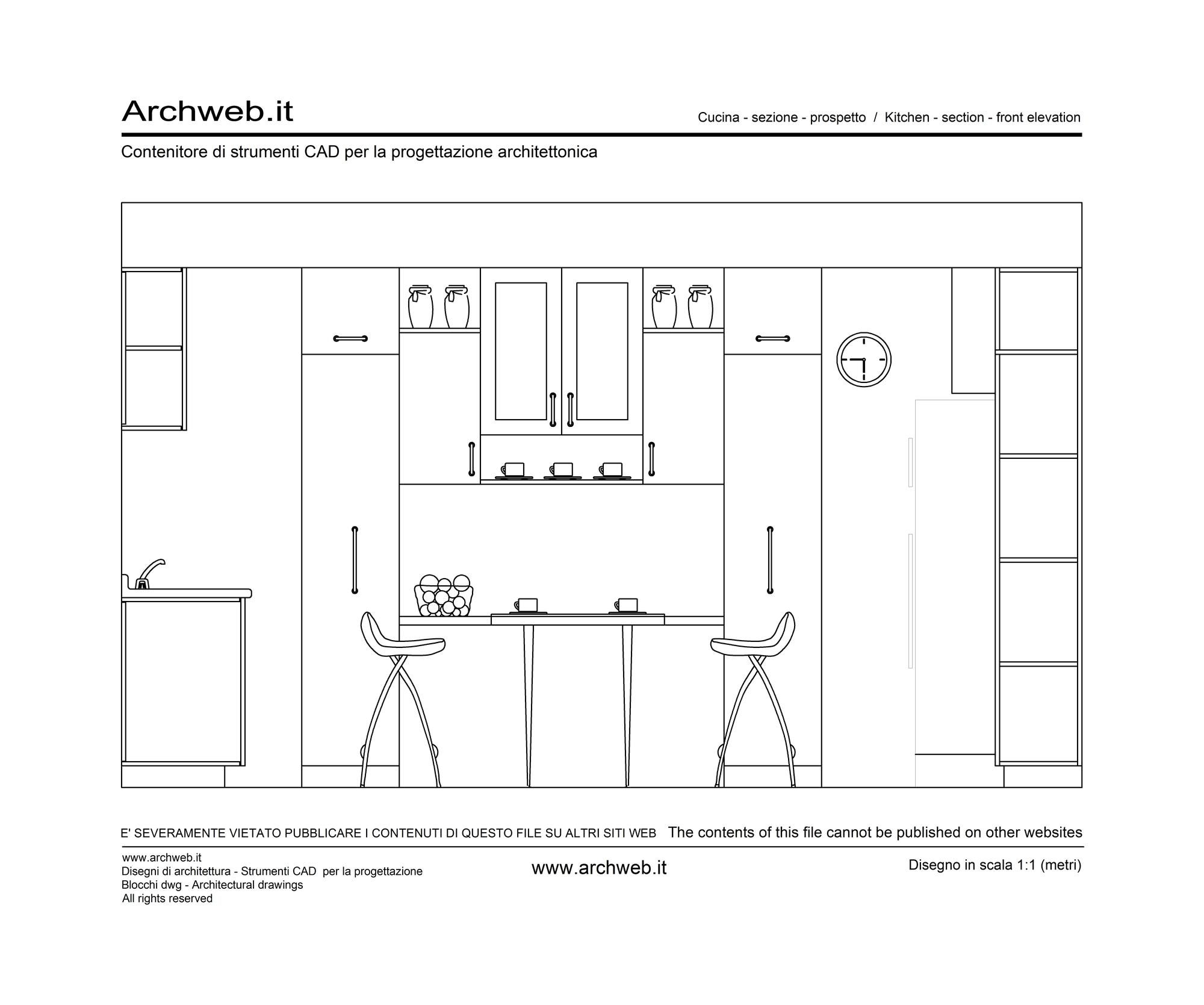 Elevation drawing of a kitchen