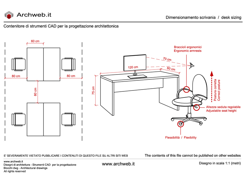 Desk dimensions dwg Archweb