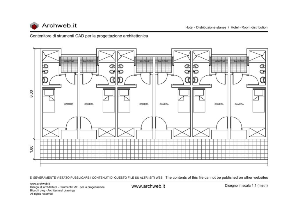 Distribuzione stanze hotel 01 dwg