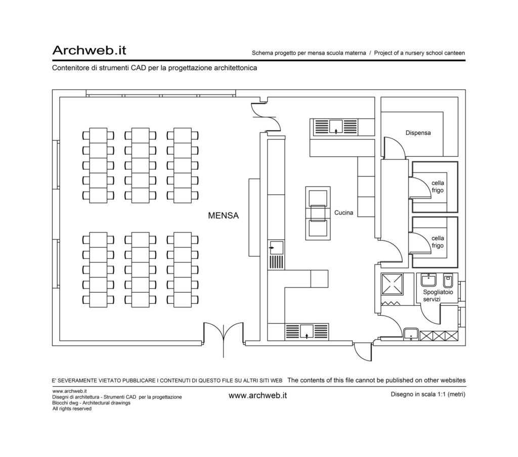Mensa per scuola materna 03 dwg