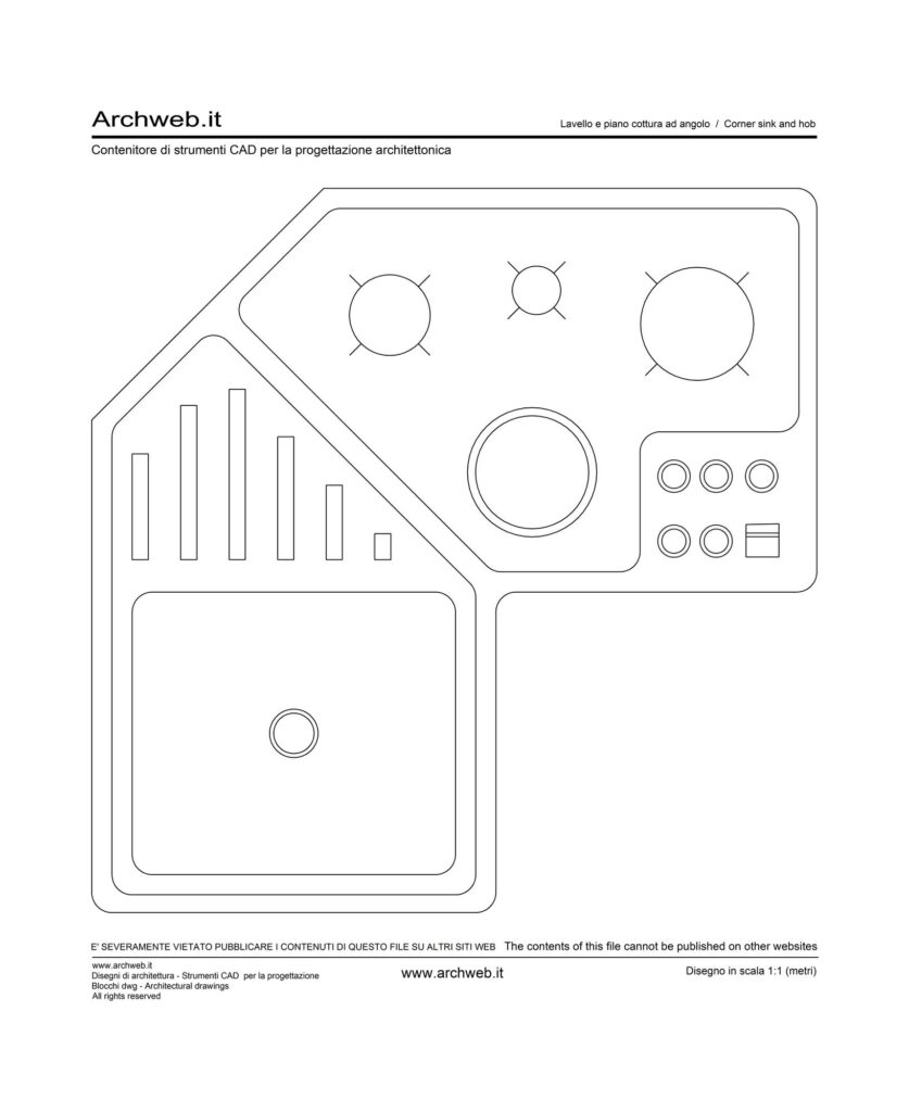 Piano cottura lavello angolare dwg