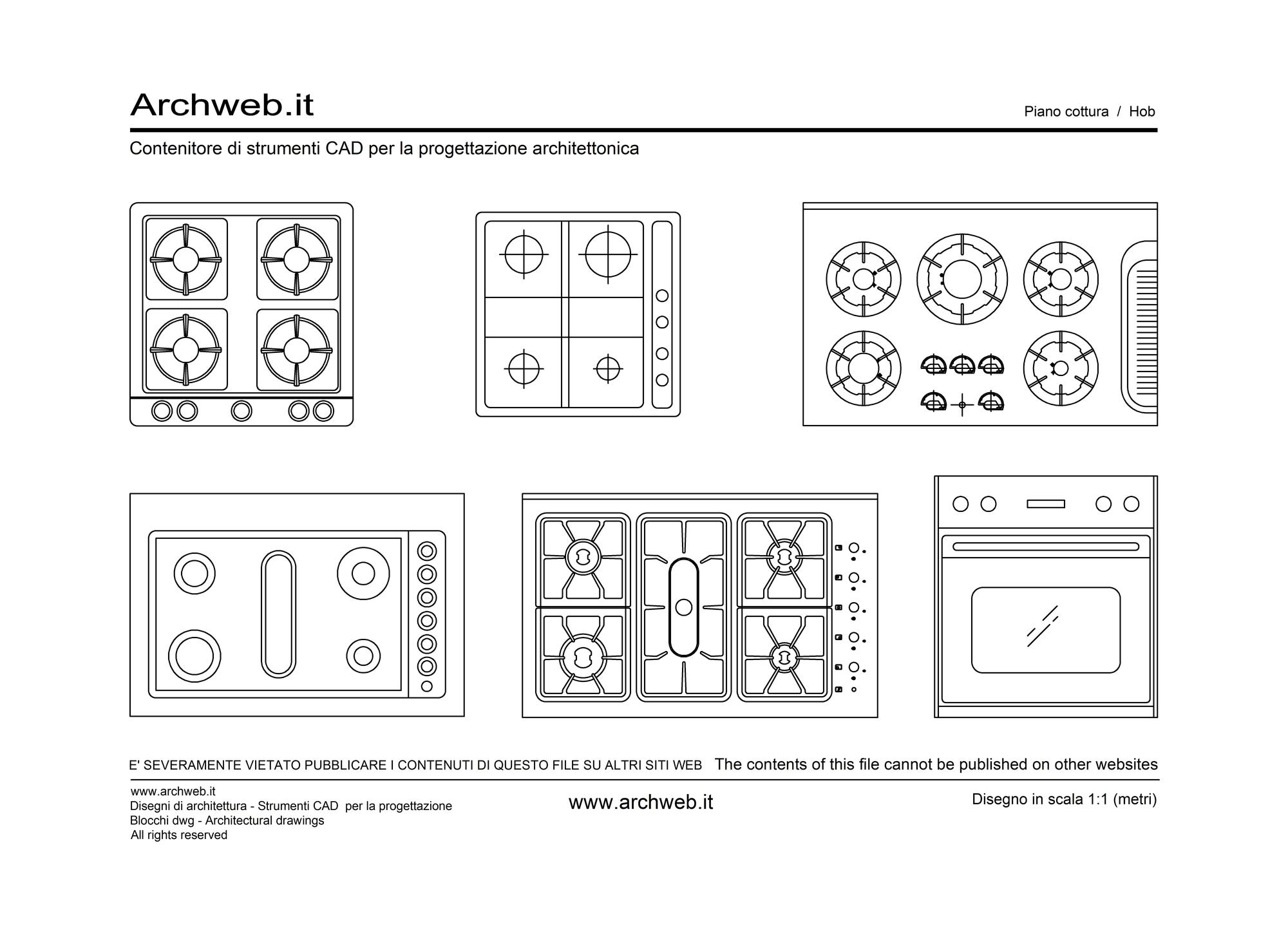 Dwg file with a selection of hobs of various types and sizes.