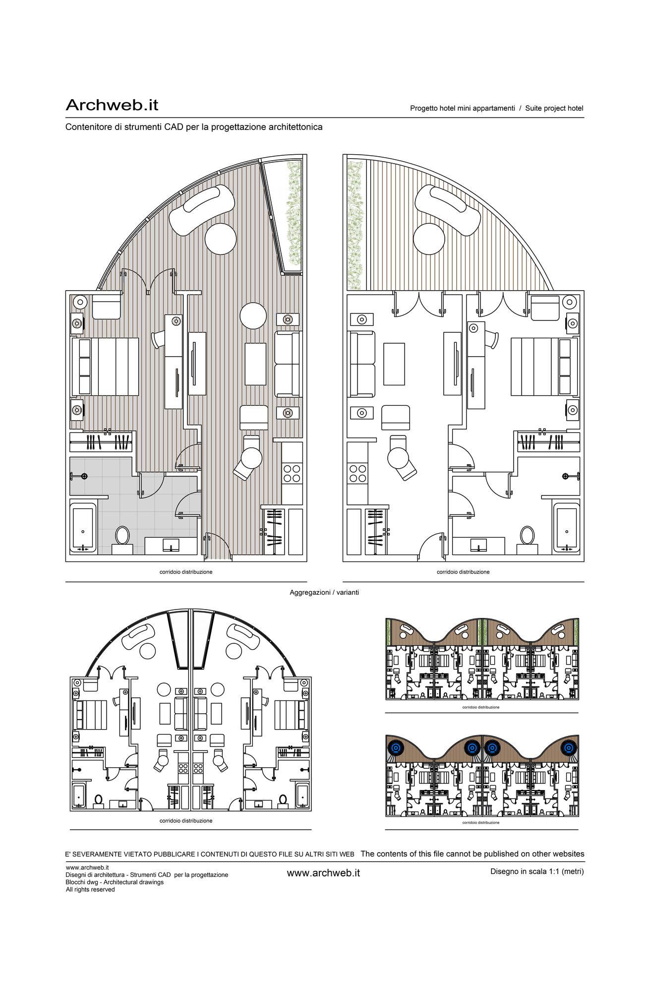 Progetto hotel mini appartamenti dwg