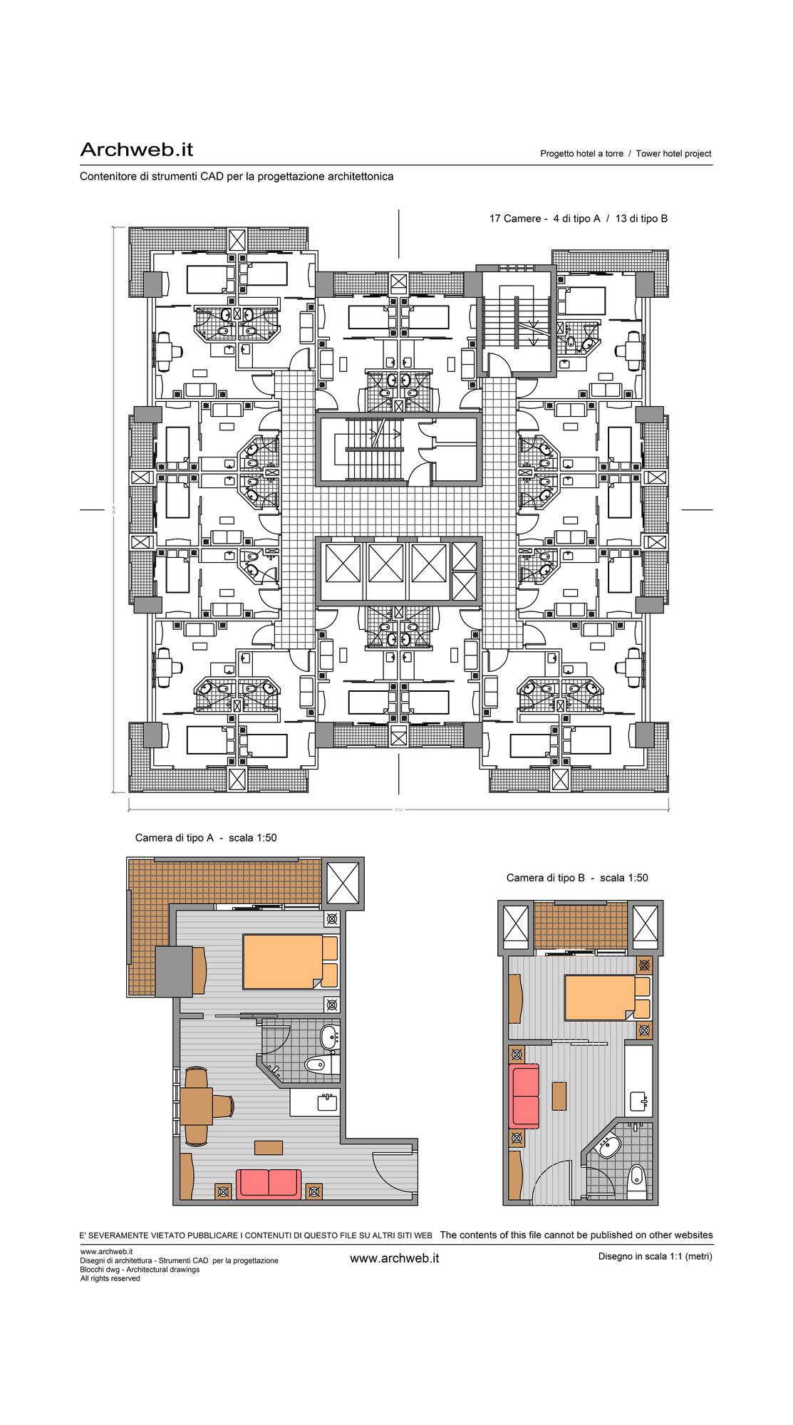 Progetto hotel torre dwg