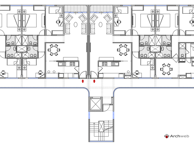 Residence with balcony access 3 dwg plan