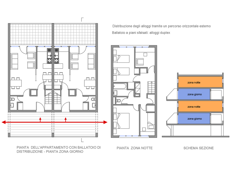Houses with balcony access dwg