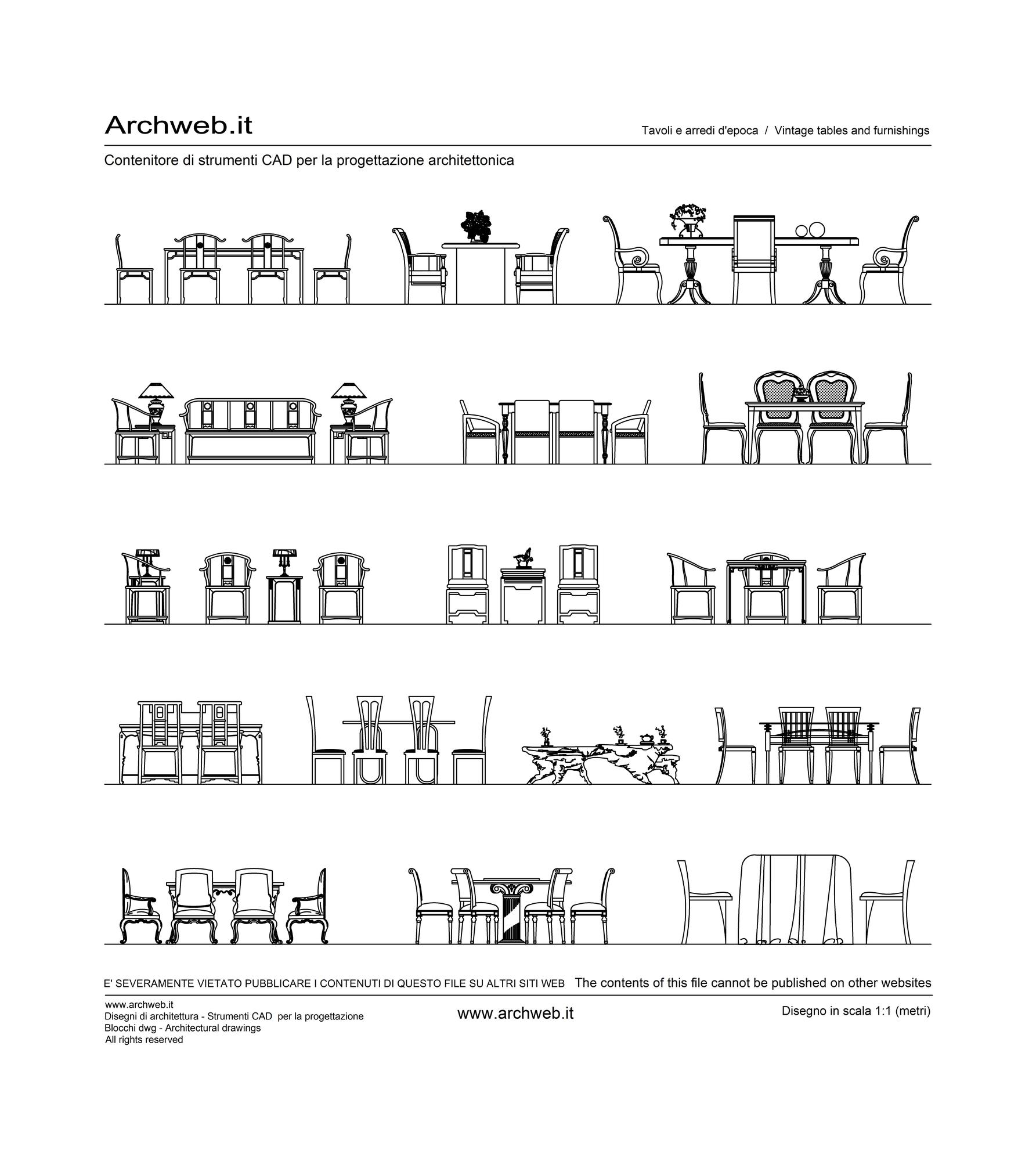 Drawings prospectus of period furniture tables