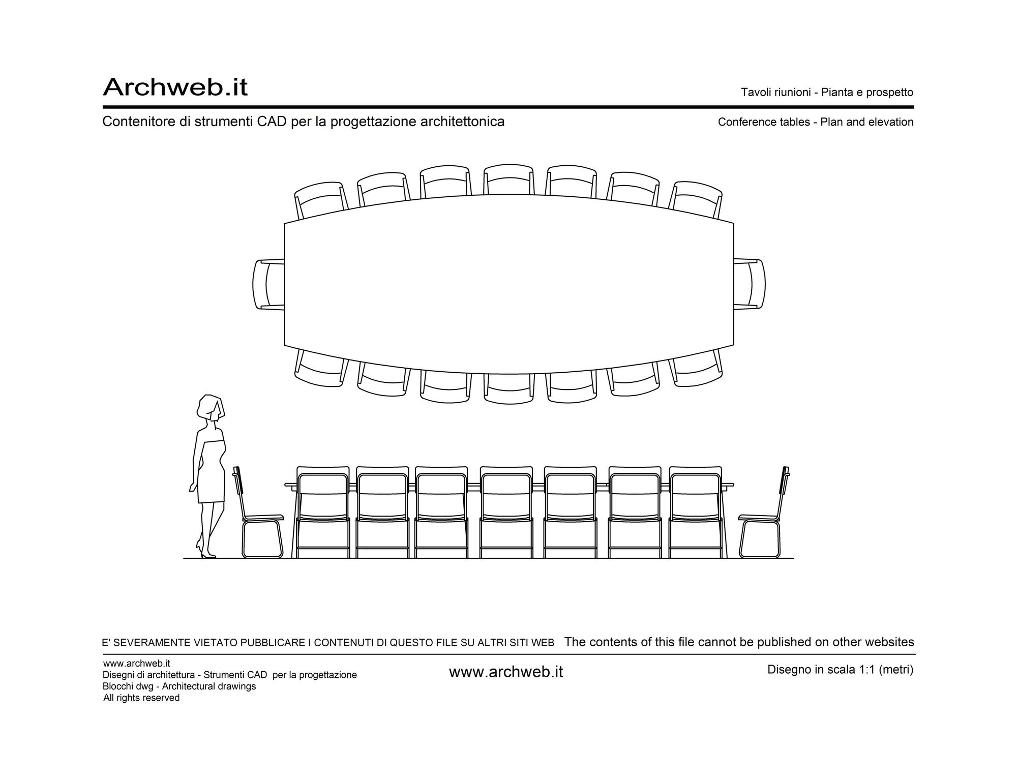 Meeting table 01: plan and elevation dwg Archweb
