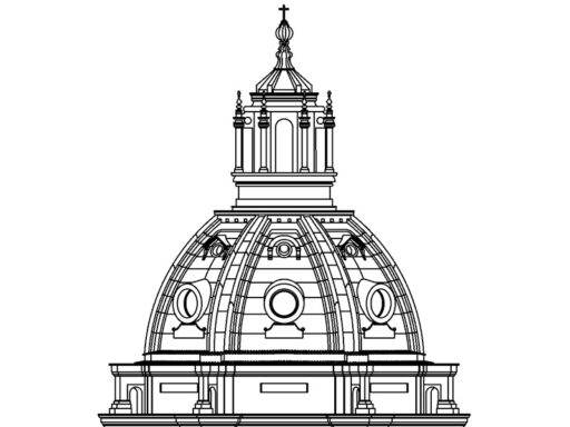Disegno di una classica cupola romana