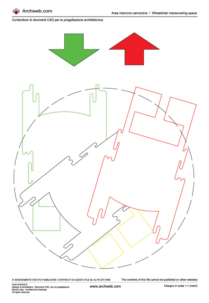 Area di manovra sedia a rotelle dwg