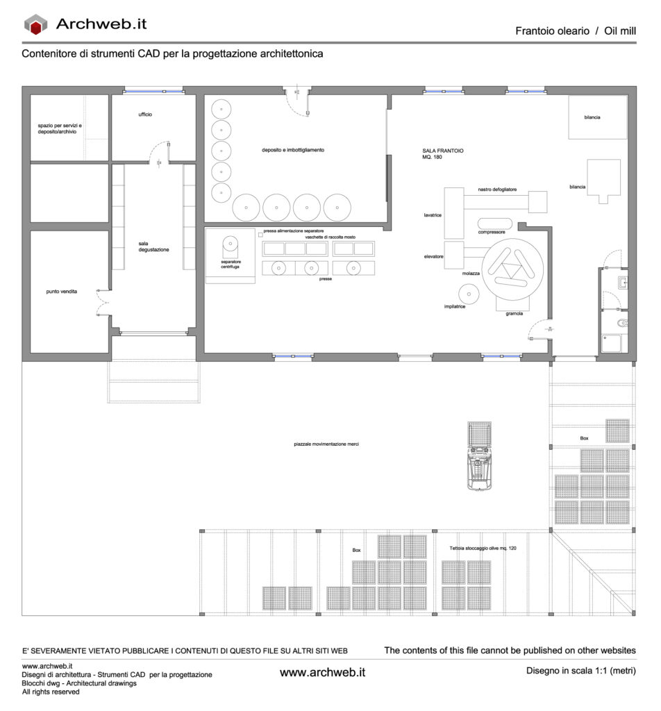 Frantoio oleario pianta dwg