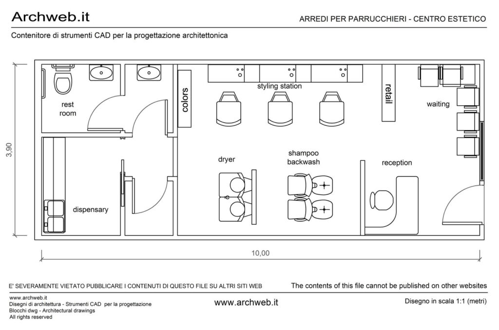 Arredi per parrucchieri dwg