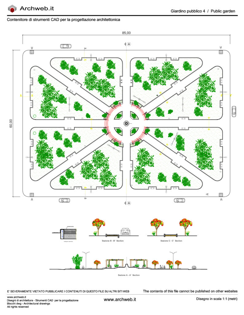 Public garden 04 - Design scheme dwg, plan and sections - Archweb