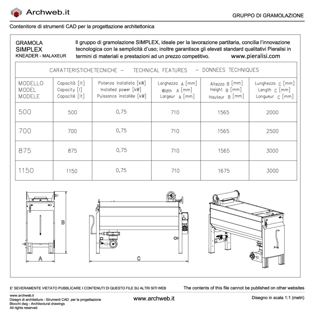 Gruppo di gramolazione simplex dwg