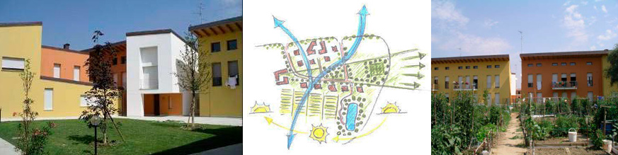 Immagini del quartiere residenziale a Pieve di Cento. arch. Angelo Mingozzi