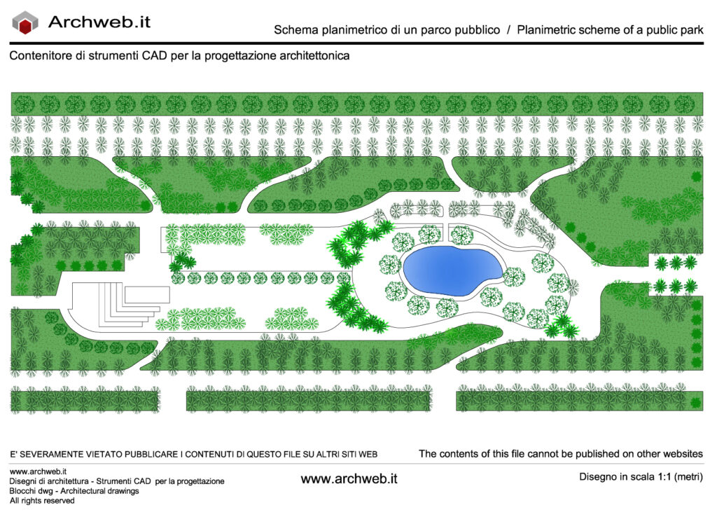 Public park 01. Design scheme dwg - scale 1:100 Archweb