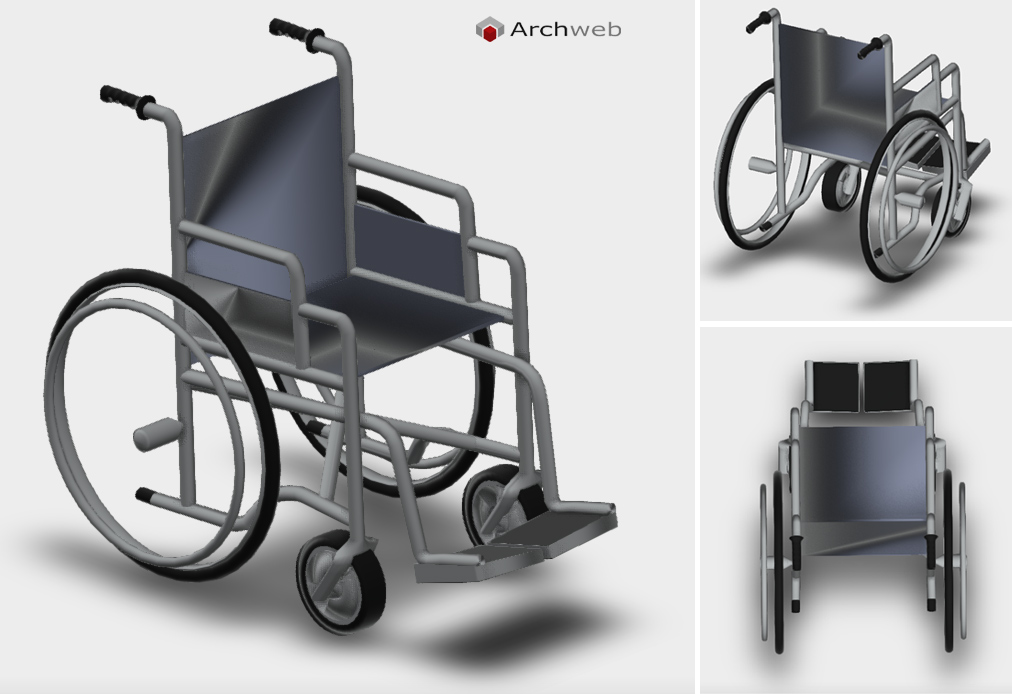 Sedia a rotelle 3D dwg