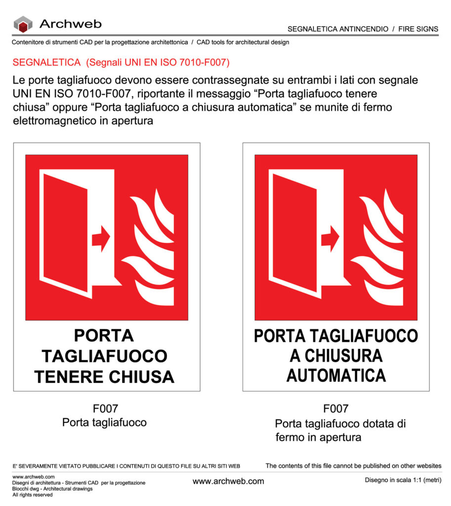 Fire door signs - Archweb dwg drawing