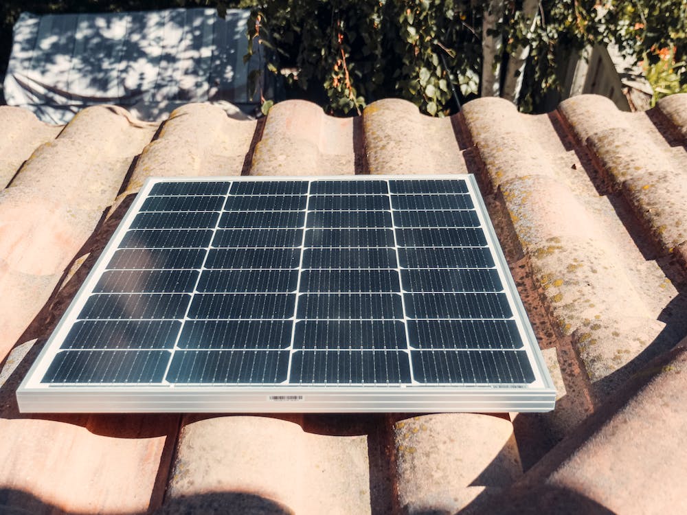 Expensive energy: example of a photovoltaic panel inserted on the roof of a detached house