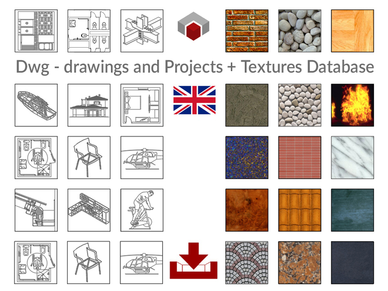 Dwg drawings and projects database + Textures database. Archweb cad blocks
