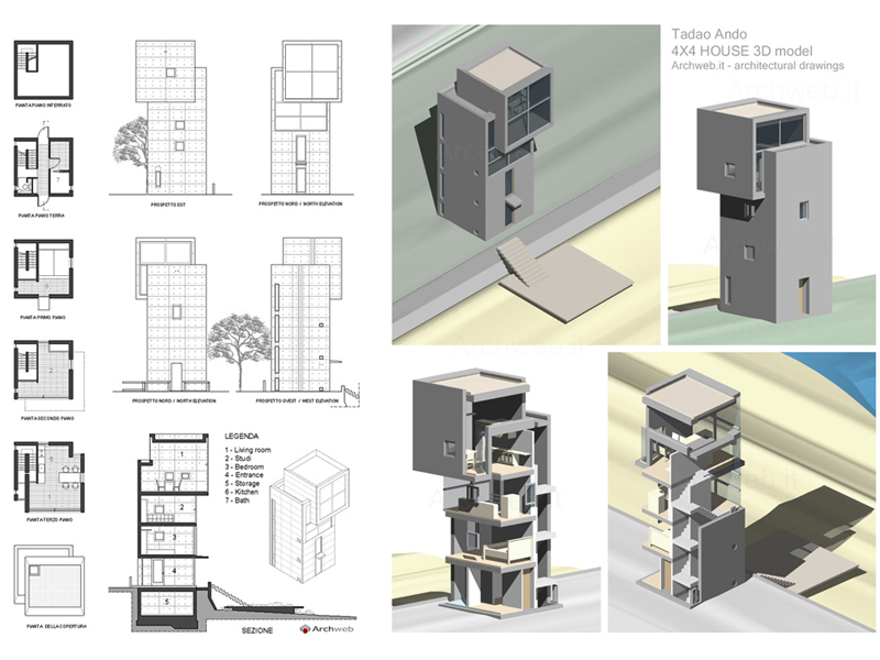 4 x 4 house 2D + 3D