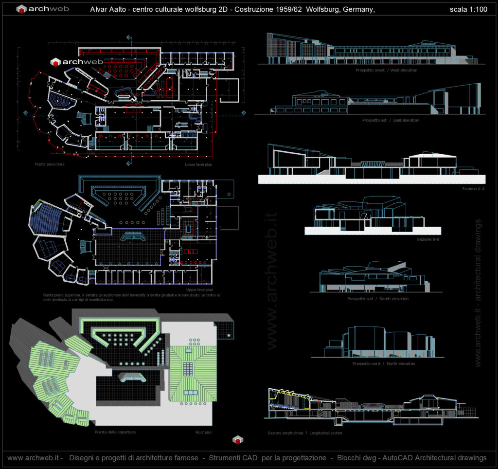 Centro culturale di Wolfsburg 2D dwg