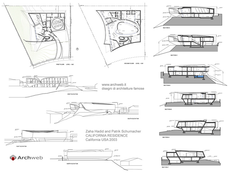 California residence dwg - Zaha Hadid. Archweb