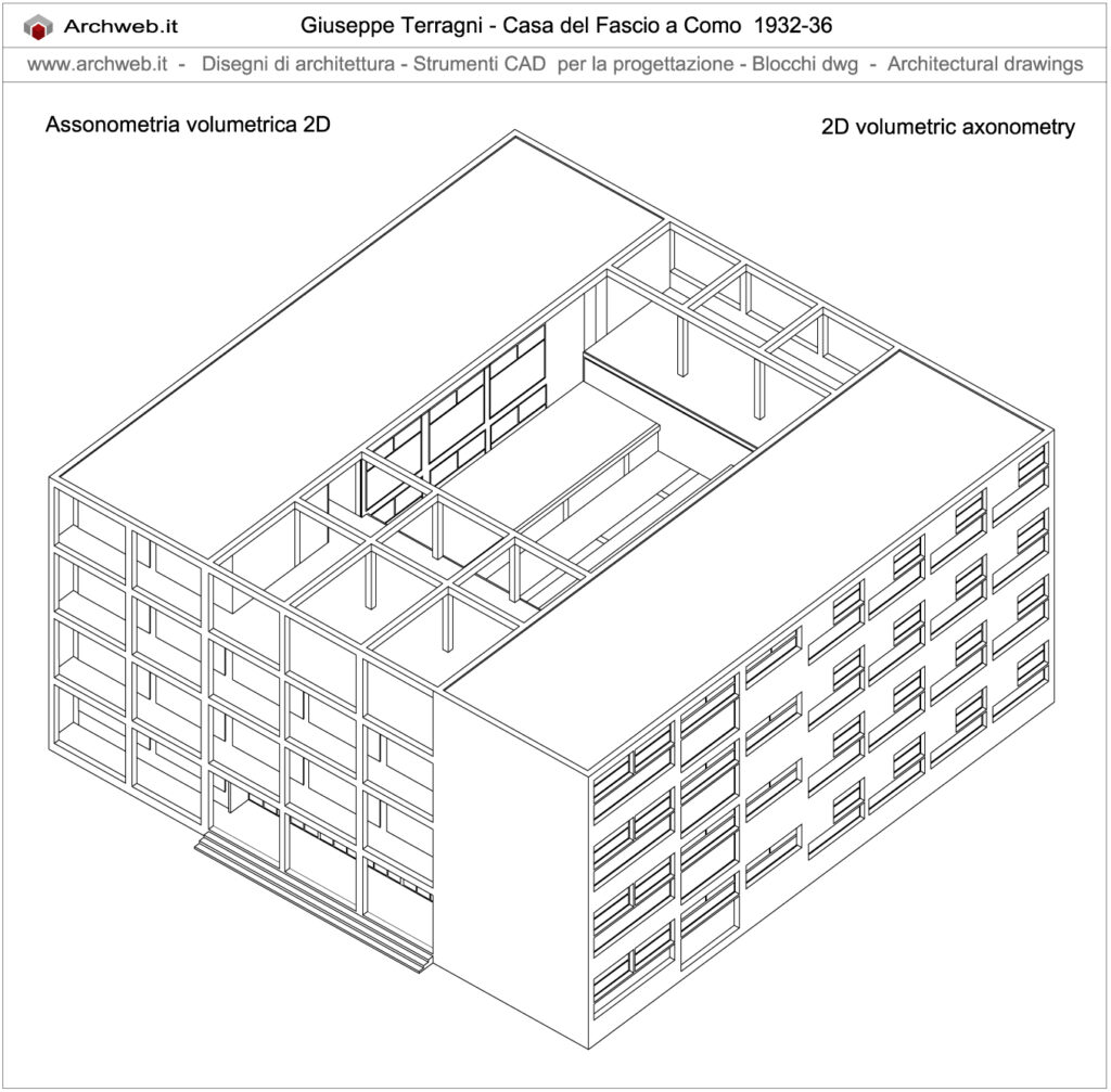 Casa del Fascio in Como - Two-dimensional 2D dwg