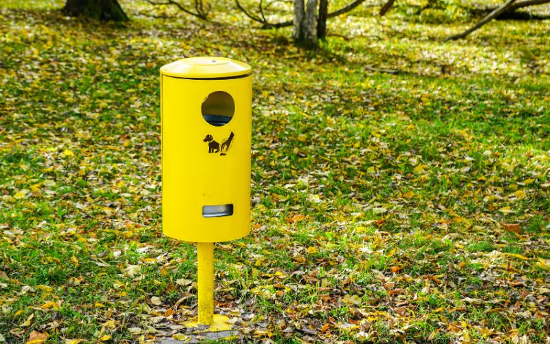 Waste bins for dog areas