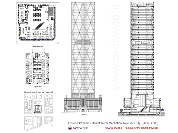 Hearst Tower 2D dwg plan.