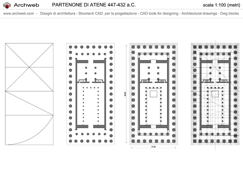Pianta del Partenone, disegni dwg