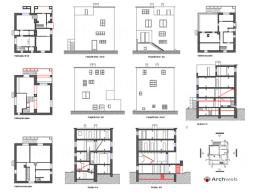 Dwg della Rufer house di Adolf Loos