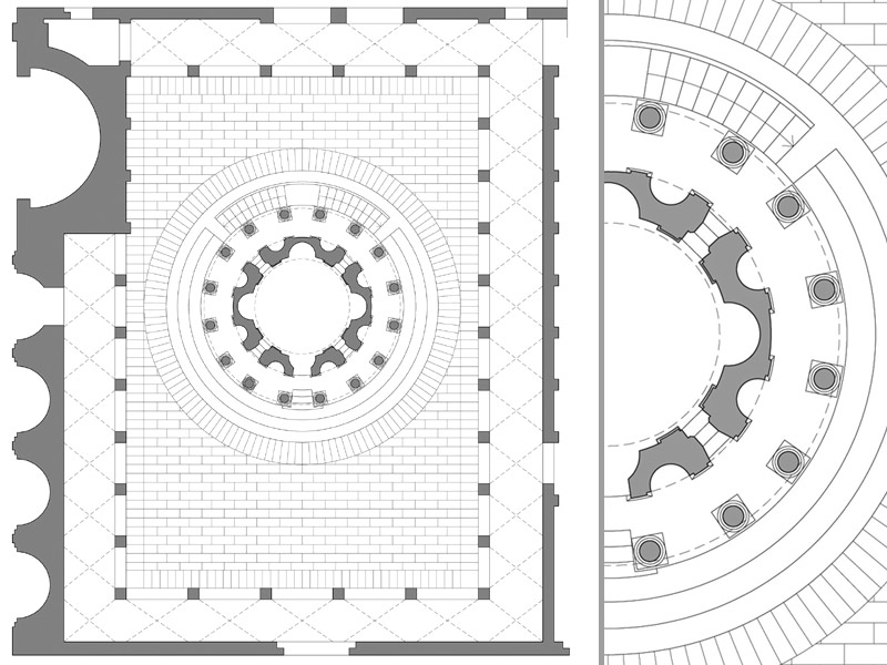 Temple in the rectangular courtyard dwg