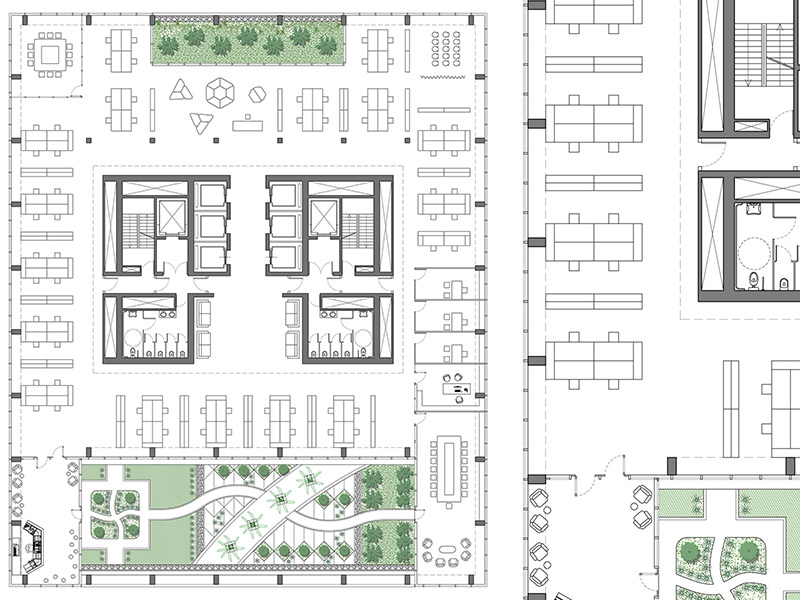 Green office scheme 01. Archweb dwg drawing image