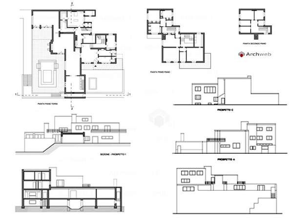 Wolf house dwg, Mies architetture dwg