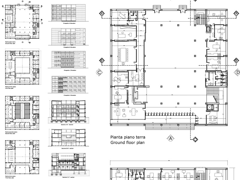 Casa del Fascio 2D drawings.