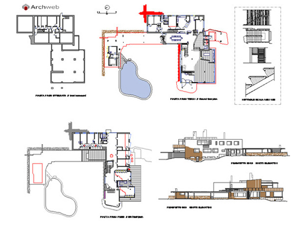 Villa Mairea di Alvar Aalto. 2D dwg. Disegni in scala 1:100