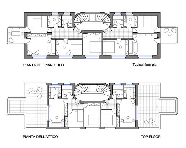 Villino ostia tipo C in dwg scala 1:100