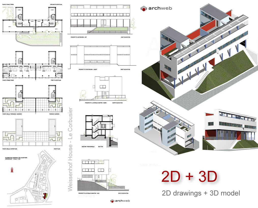 Weissenhof double house 2d-3d