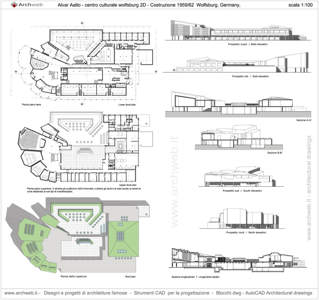 Centro culturale di Wolfsburg 2D dwg
