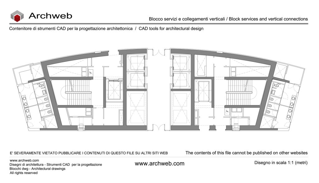 Blocco ascensori scale servizi 01 dwg Archweb