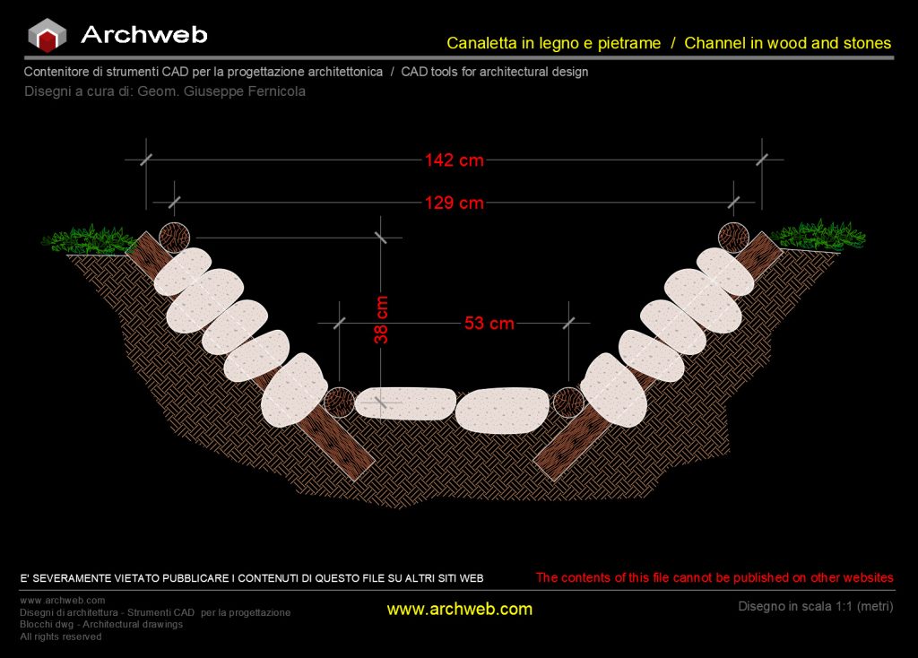 Wood and stone drain 01 cad Archweb