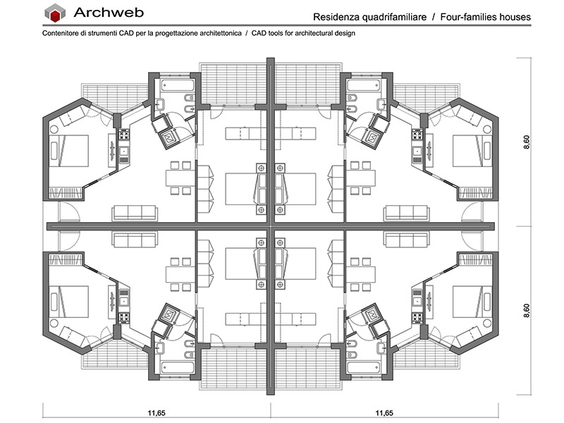 Residenza quadrifamiliare 02 dwg