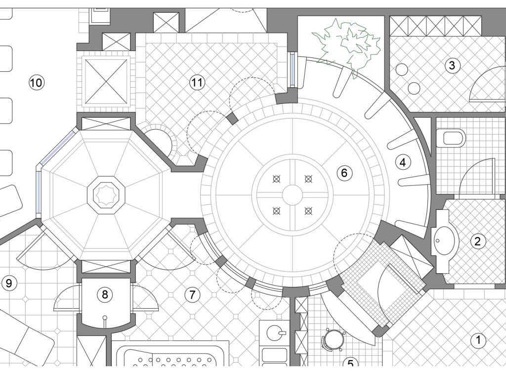 Wellness center 01 dwg detail of Kneipp area Archweb