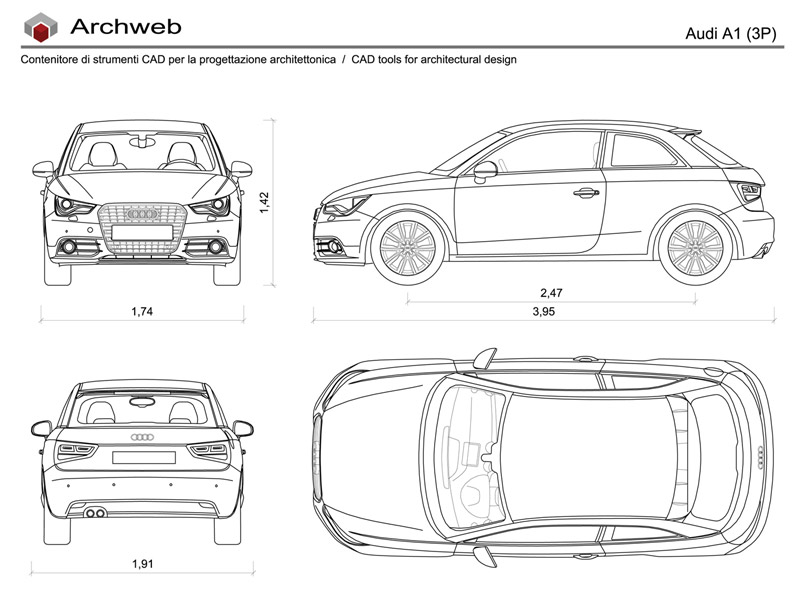 Audi A1 3P anteprima dwg Archweb
