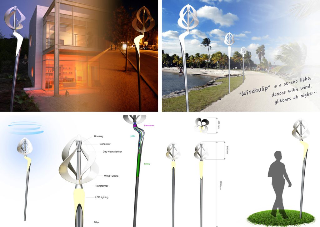 Esempio lampione urbano di design: SUSTAINABLE STREETLAMP. Progettista: Mebrure Oral