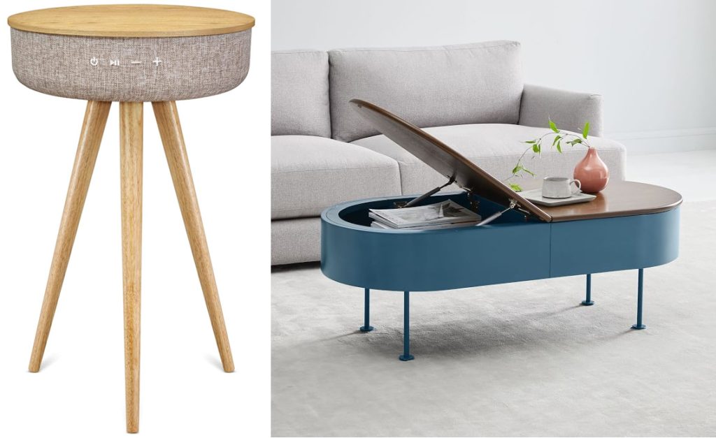Multifunctional coffee tables: USB connection for charging mobile devices and storage space