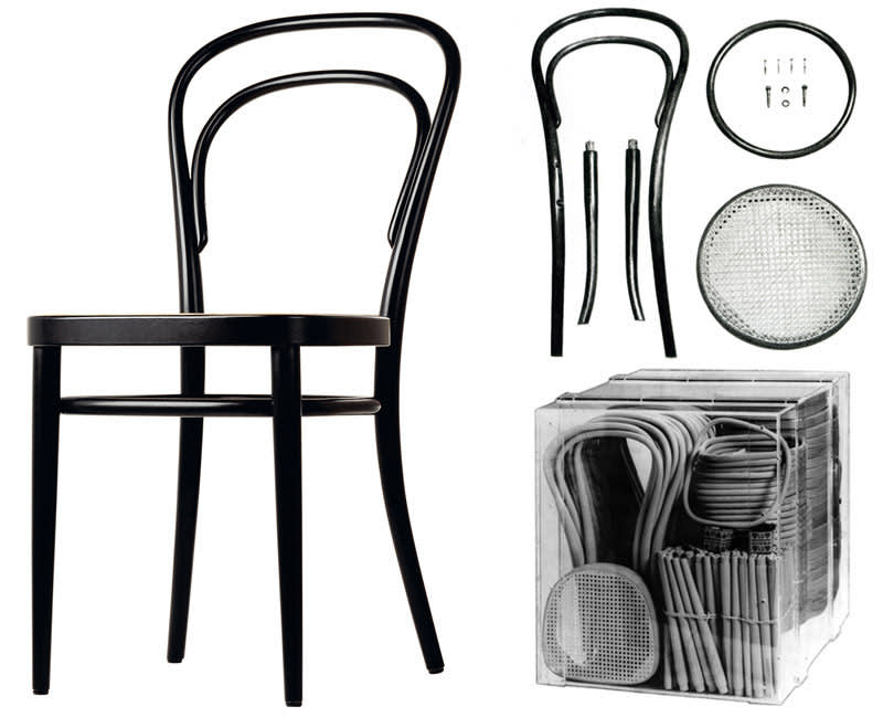 Seat with Vienna straw seat, Thonet n.14, a model that became an icon in the 19th century