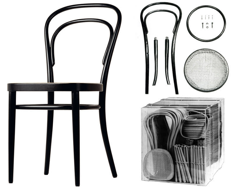 Seduta con sedile in paglia di Vienna, Thonet n.14, modello divenuto icona nel XIX Secolo