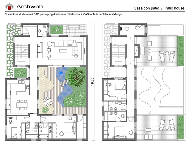 House with patio 26 - Preview dwg in 1:100 scale - Archweb